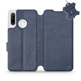 Etui ze skóry naturalnej do Huawei P30 Lite - wzór Blue Leather