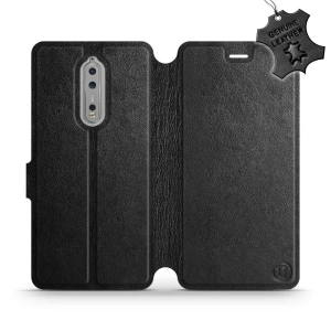 Etui ze skóry naturalnej do Nokia 8 - wzór Black Leather