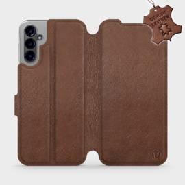 Etui ze skóry naturalnej do Samsung Galaxy A14 4G - wzór Brown Leather