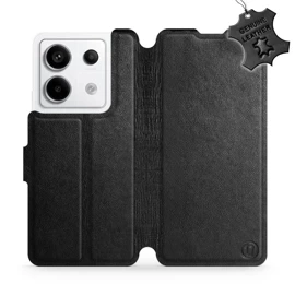 Etui ze skóry naturalnej do Xiaomi Redmi Note 13 PRO - wzór Black Leather