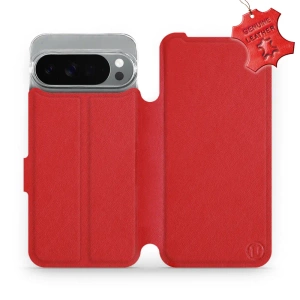 Etui ze skóry naturalnej do Google Pixel 10 Pro XL - wzór Red Leather