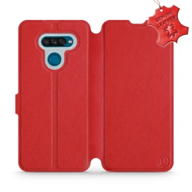 Etui ze skóry naturalnej do LG K50S - wzór Red Leather