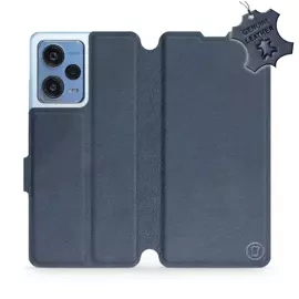 Etui ze skóry naturalnej do Xiaomi Redmi Note 12 Pro 5G - wzór Blue Leather