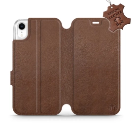 Etui ze skóry naturalnej do Apple iPhone XR - wzór Brown Leather