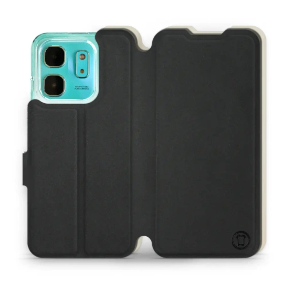 Etui Soft Touch do Infinix HOT 50i - wzór Satynowa czerń z platyną
