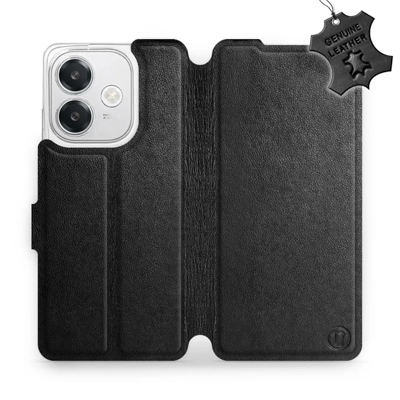 Etui ze skóry naturalnej do OPPO A40M - wzór Black Leather