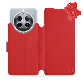 Etui ze skóry naturalnej do Realme 12 5G - wzór Red Leather