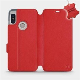 Etui ze skóry naturalnej do Xiaomi Redmi Note 5 - wzór Red Leather