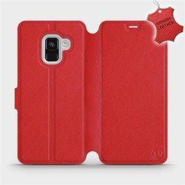 Etui ze skóry naturalnej do Samsung Galaxy A8 2018 - wzór Red Leather