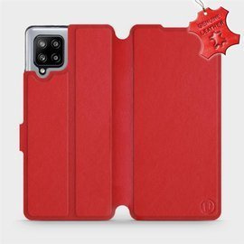 Etui ze skóry naturalnej do Samsung Galaxy A42 - wzór Red Leather