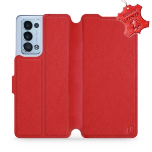 Etui ze skóry naturalnej do OPPO Reno 6 Pro 5G - wzór Red Leather