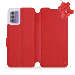 Etui ze skóry naturalnej do Nokia G42 - wzór Red Leather