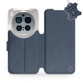 Etui ze skóry naturalnej do Vivo X300 pro - wzór Blue Leather