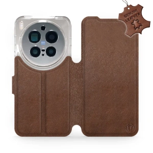 Etui ze skóry naturalnej do Vivo X300 pro - wzór Brown Leather