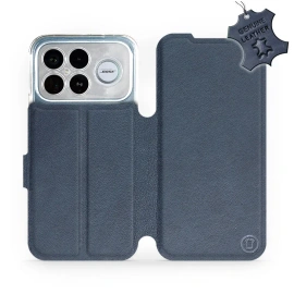 Etui ze skóry naturalnej do Xiaomi Poco F8 Ultra - wzór Blue Leather