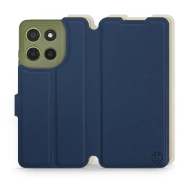 Etui Soft Touch do Motorola Moto G15 - wzór Głęboki granat z platyną