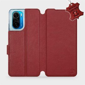 Etui ze skóry naturalnej do Xiaomi POCO F3 - wzór Dark Red Leather