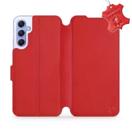 Etui ze skóry naturalnej do Samsung Galaxy A34 5G - wzór Red Leather