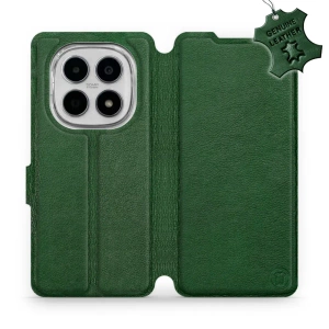 Etui ze skóry naturalnej do Xiaomi Redmi Note 15 5G - wzór Green Leather