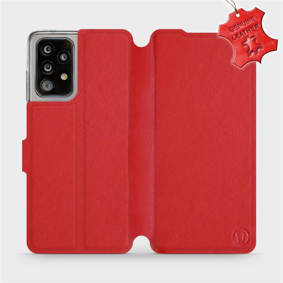 Etui ze skóry naturalnej do Samsung Galaxy A52S 5G - wzór Red Leather