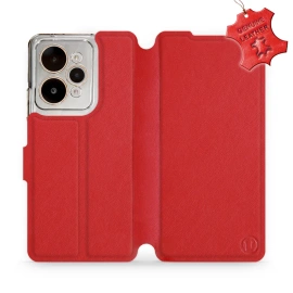 Etui ze skóry naturalnej do Realme 15 Pro 5G - wzór Red Leather