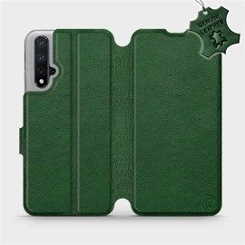 Etui ze skóry naturalnej do Huawei Honor 20 - wzór Green Leather