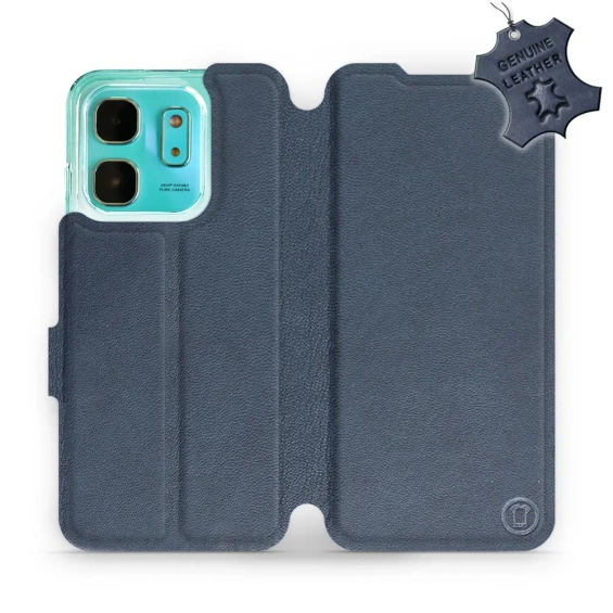 Etui ze skóry naturalnej do Infinix HOT 50i - wzór Blue Leather