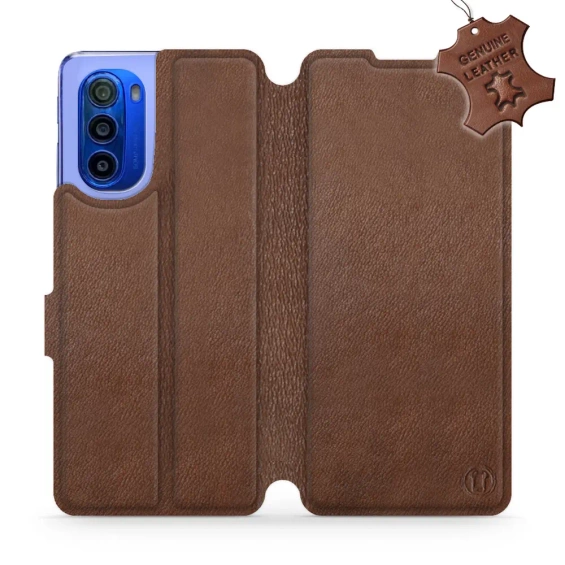 Etui ze skóry naturalnej do Motorola Moto G51 5G - wzór Brown Leather