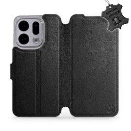 Etui ze skóry naturalnej do OPPO Find X9 - wzór Black Leather