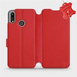 Etui ze skóry naturalnej do Huawei P Smart 2019 - wzór Red Leather