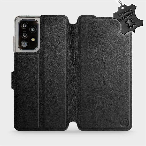Etui ze skóry naturalnej do Samsung Galaxy A52 - wzór Black Leather