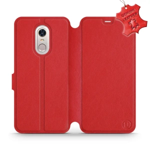 Etui ze skóry naturalnej do Xiaomi Redmi 5 Plus - wzór Red Leather