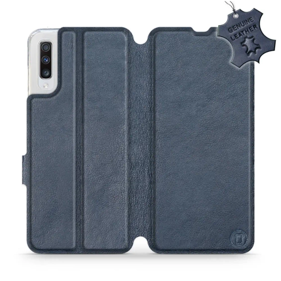 Etui ze skóry naturalnej do Samsung Galaxy A70 - wzór Blue Leather