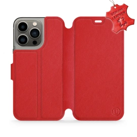 Etui ze skóry naturalnej do Apple iPhone 13 Pro - wzór Red Leather