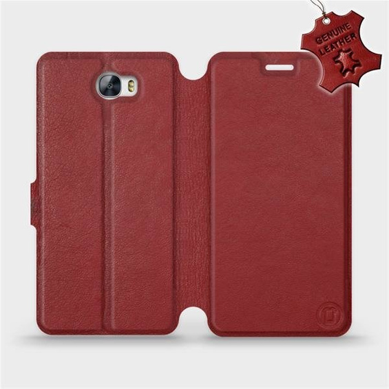 Etui ze skóry naturalnej do Huawei Y6 II Compact - wzór Dark Red Leather