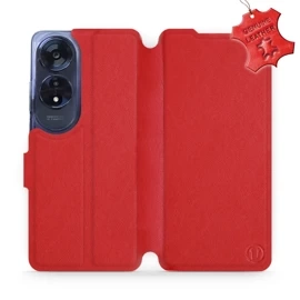 Etui ze skóry naturalnej do OPPO A60 - wzór Red Leather