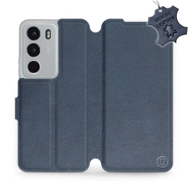 Etui ze skóry naturalnej do Realme C71 - wzór Blue Leather