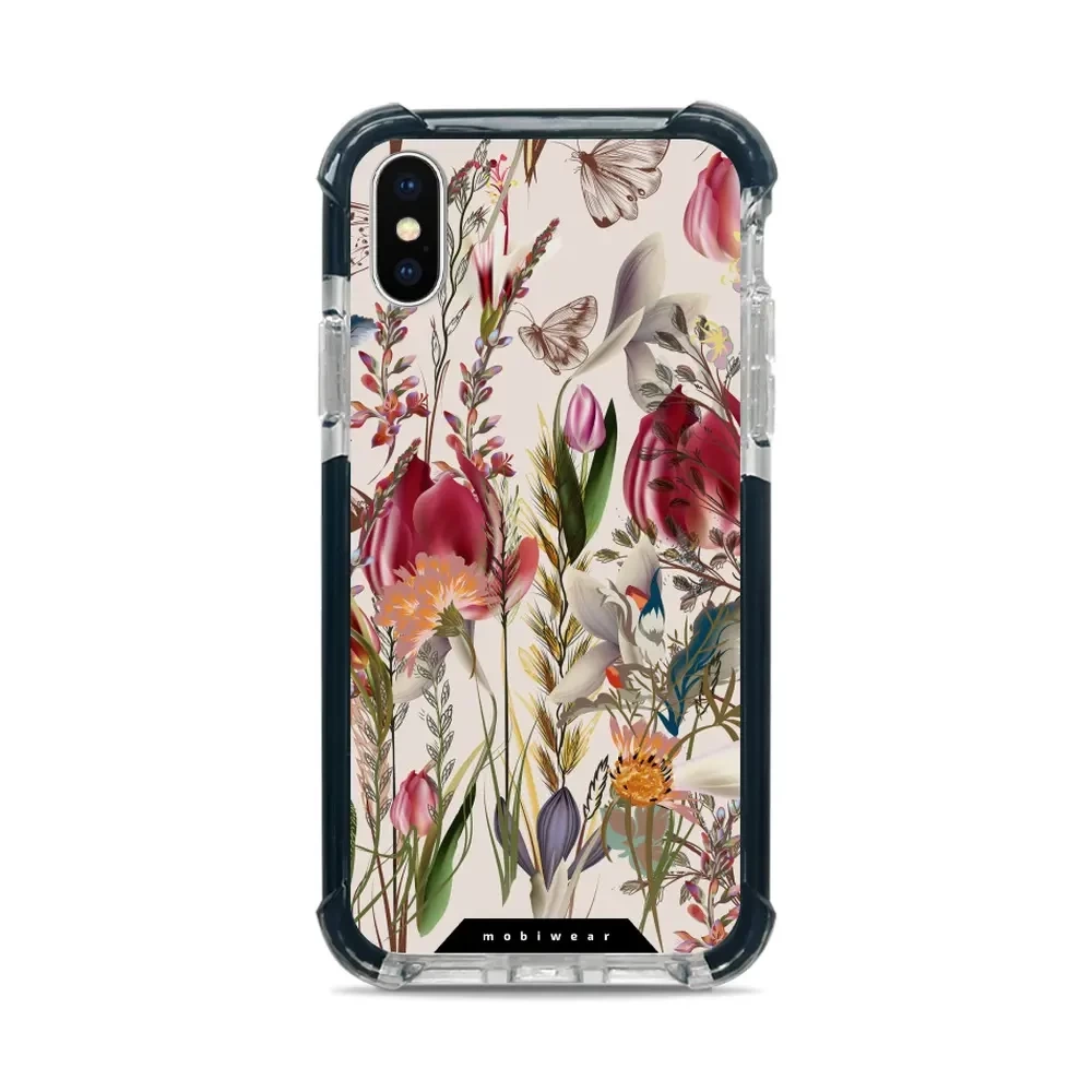 Mobiwear Elite Bumper do Apple iPhone Xs, ochronna obudowa, silikon, amortyzacja, kompatybilność, bukiet kwiatów