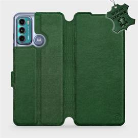 Etui ze skóry naturalnej do Motorola Moto G60 - wzór Green Leather