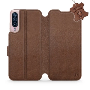 Etui ze skóry naturalnej do HTC Desire 22 Pro - wzór Brown Leather