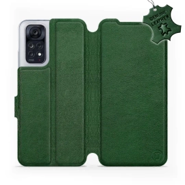 Etui ze skóry naturalnej do Xiaomi POCO M4 Pro 4G - wzór Green Leather