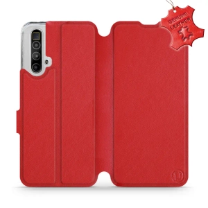 Etui ze skóry naturalnej do Realme X3 SuperZoom - wzór Red Leather