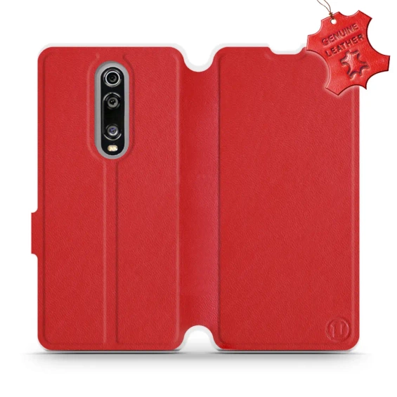 Etui ze skóry naturalnej do Xiaomi Mi 9T - wzór Red Leather