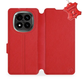 Etui ze skóry naturalnej do Xiaomi Redmi Note 14 Pro Plus 5G - wzór Red Leather