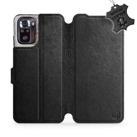 Etui ze skóry naturalnej do Xiaomi POCO M5s - wzór Black Leather