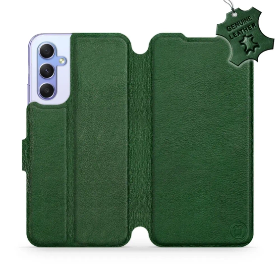 Etui ze skóry naturalnej do Samsung Galaxy A34 5G - wzór Green Leather