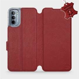 Etui ze skóry naturalnej do Motorola Moto G31 - wzór Dark Red Leather