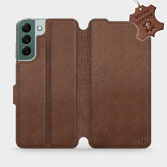 Etui ze skóry naturalnej do Samsung Galaxy S22 Plus - wzór Brown Leather