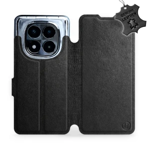 Etui ze skóry naturalnej do Xiaomi Redmi Note 14 Pro 5G - wzór Black Leather