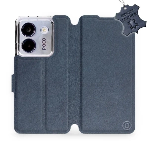 Etui ze skóry naturalnej do Xiaomi POCO M7 Pro 5G - wzór Blue Leather
